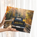 20x16" – Forever Begins Here – Personalized Vintage Truck Canvas for Couples