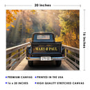 20x16" – Forever Begins Here – Personalized Vintage Truck Canvas for Couples