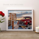 11"x14" – Our Name, Our Home – Custom Family Sign Vintage Truck Wall Art