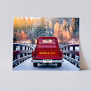 11"x14" – Two Hearts, One Road – Custom Truck Wall Art with Couple Names