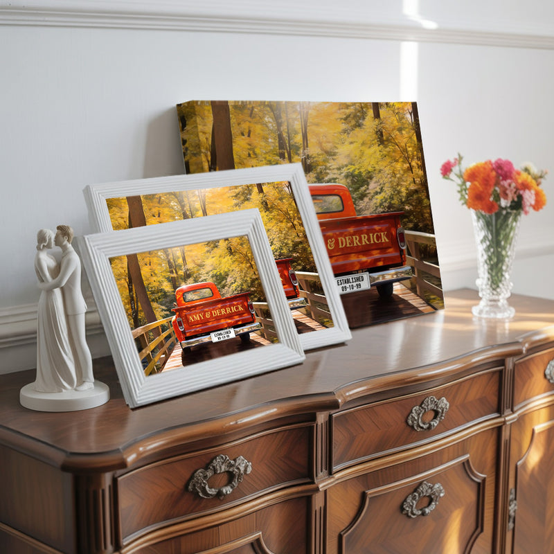 Love On A Pick Up Truck - With Couples Names On the Tailgate, On Print or Canvas: Personalized Gifts for Couples Create Unforgettable Moments - Makes A Perfect Anniversary Gift For Any Couple
