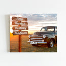 20x16" – Our Family Roots – Personalized Street Sign Vintage Truck Canvas