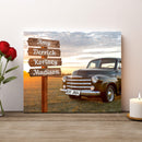 20x16" – Our Family Roots – Personalized Street Sign Vintage Truck Canvas