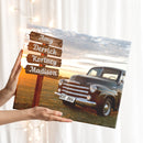 20x16" – Our Family Roots – Personalized Street Sign Vintage Truck Canvas