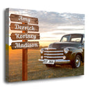 20x16" – Our Family Roots – Personalized Street Sign Vintage Truck Canvas