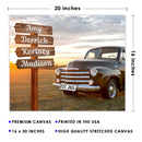 20x16" – Our Family Roots – Personalized Street Sign Vintage Truck Canvas