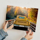 11"x14" – Love Written on Every Mile – Personalized Vintage Truck Canvas with Names