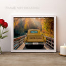 11"x14" – Love Written on Every Mile – Personalized Vintage Truck Canvas with Names