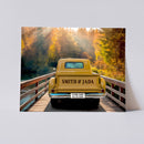 11"x14" – Love Written on Every Mile – Personalized Vintage Truck Canvas with Names